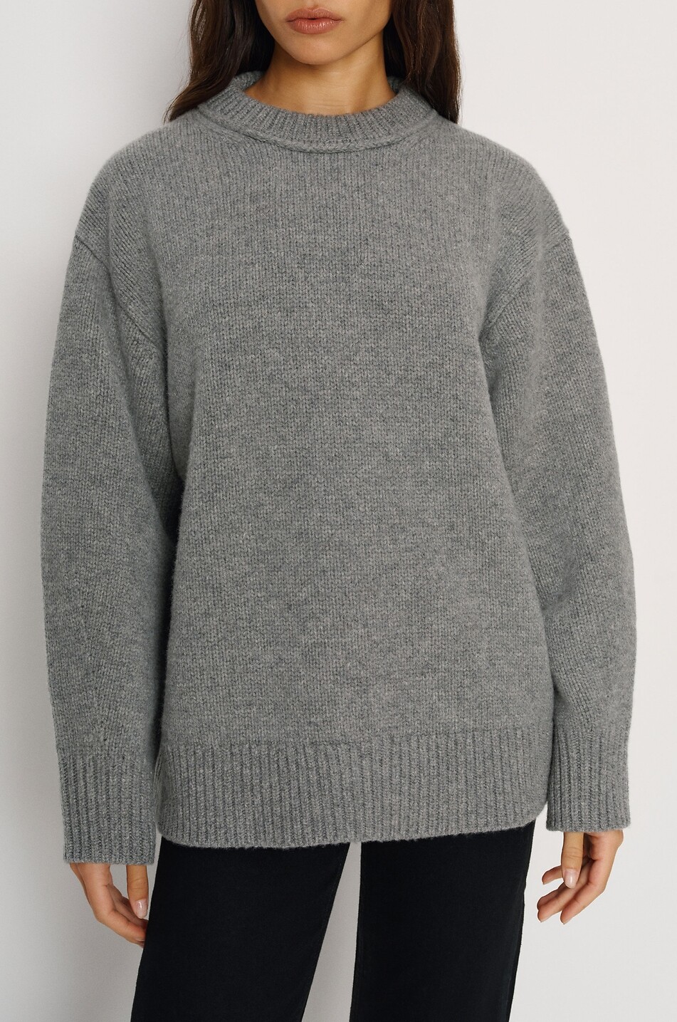 REFORMATION Jo oversized merino wool crewneck jumper Women GREY 5