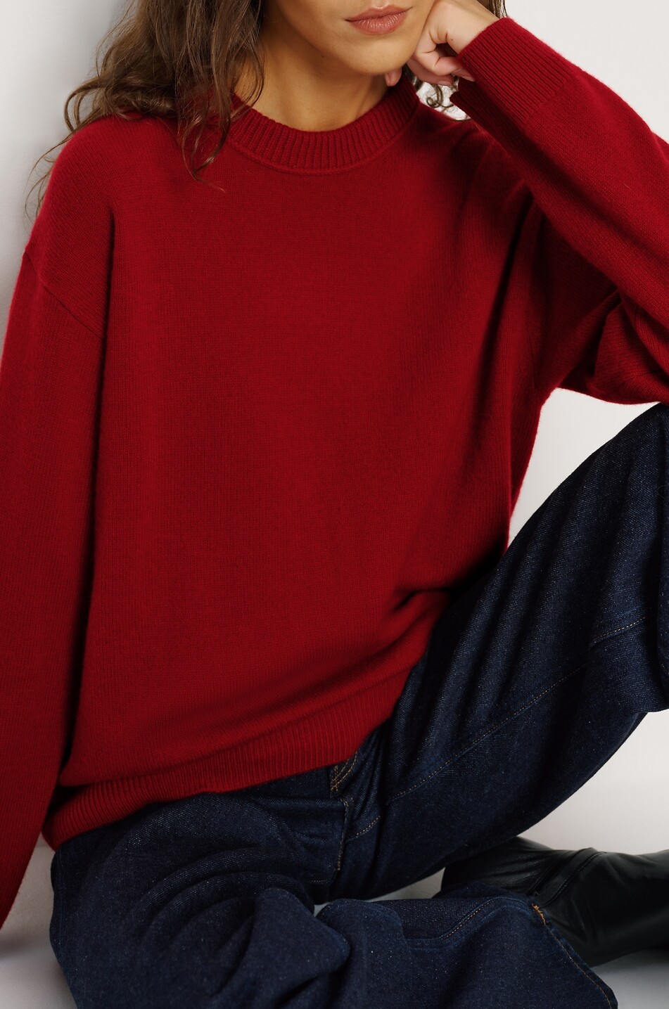 REFORMATION Fabian recycled wool crewneck jumper Women DARK RED 4