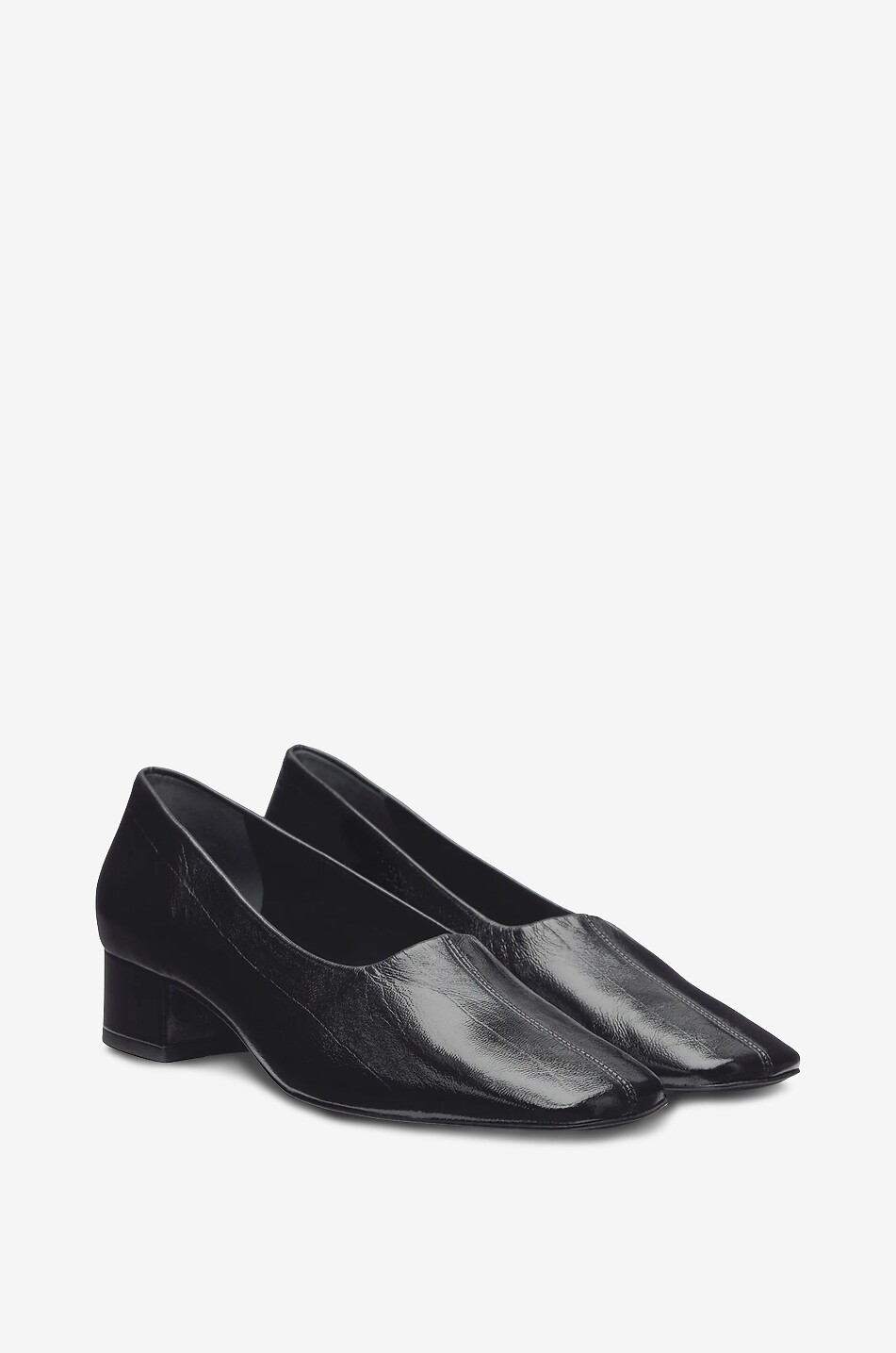 REFORMATION Inez 35 crinkle effect patent leather square-heeled pumps Women BLACK 2