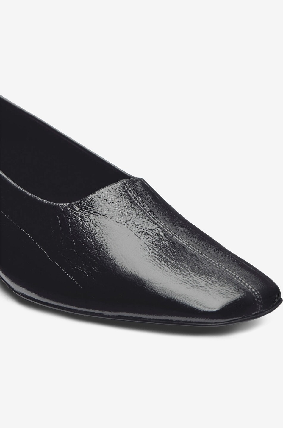 REFORMATION Inez 35 crinkle effect patent leather square-heeled pumps Women BLACK 5