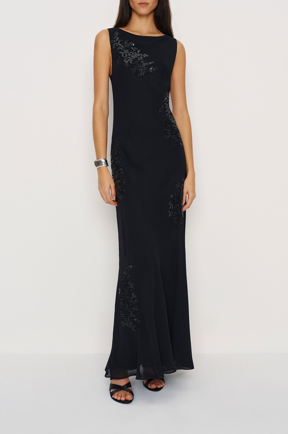 REFORMATION Prescott rhinestone embellished georgette fitted maxi dress Women BLACK 2