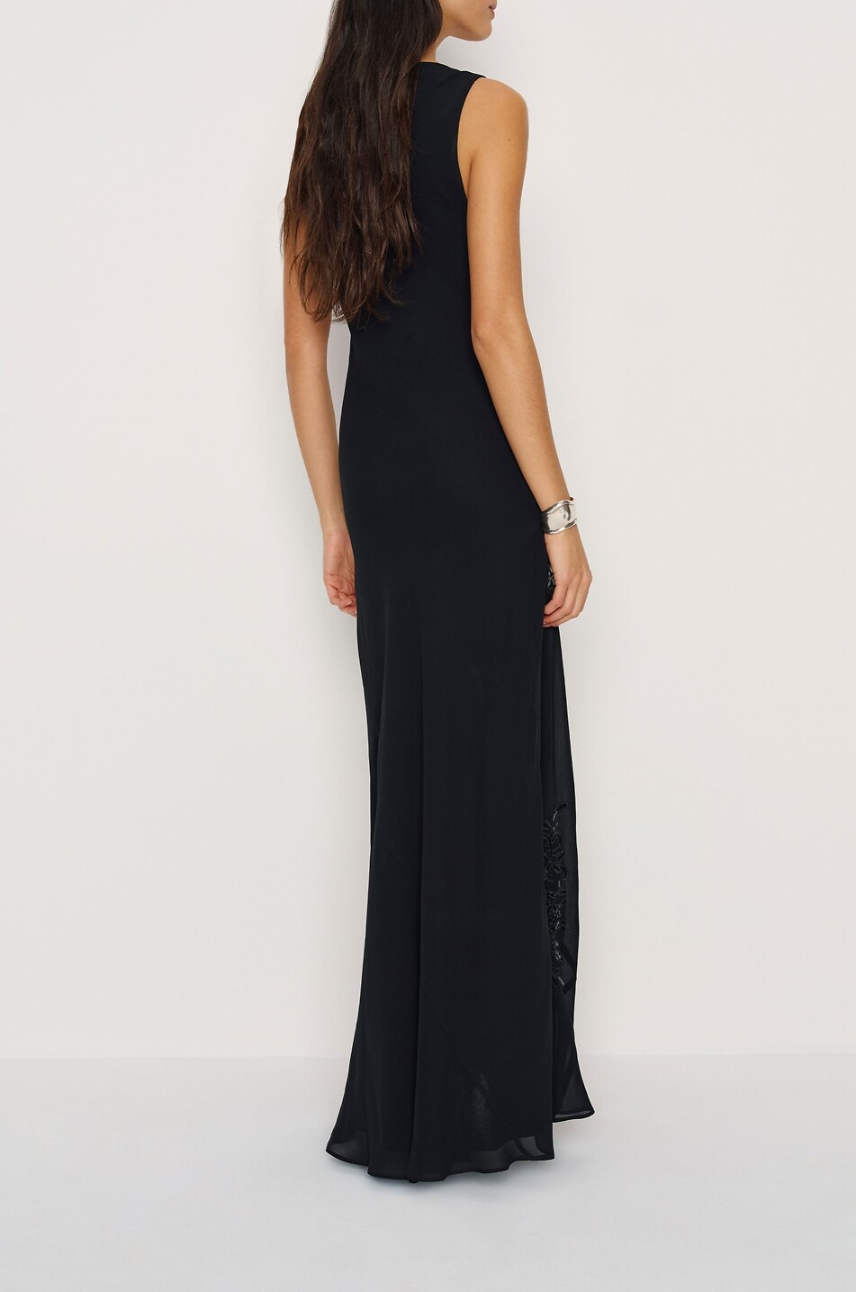 REFORMATION Prescott rhinestone embellished georgette fitted maxi dress Women BLACK 3