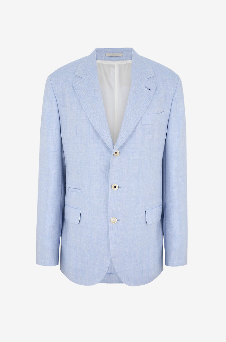 Linenblend chevron single-breasted deconstructed blazer