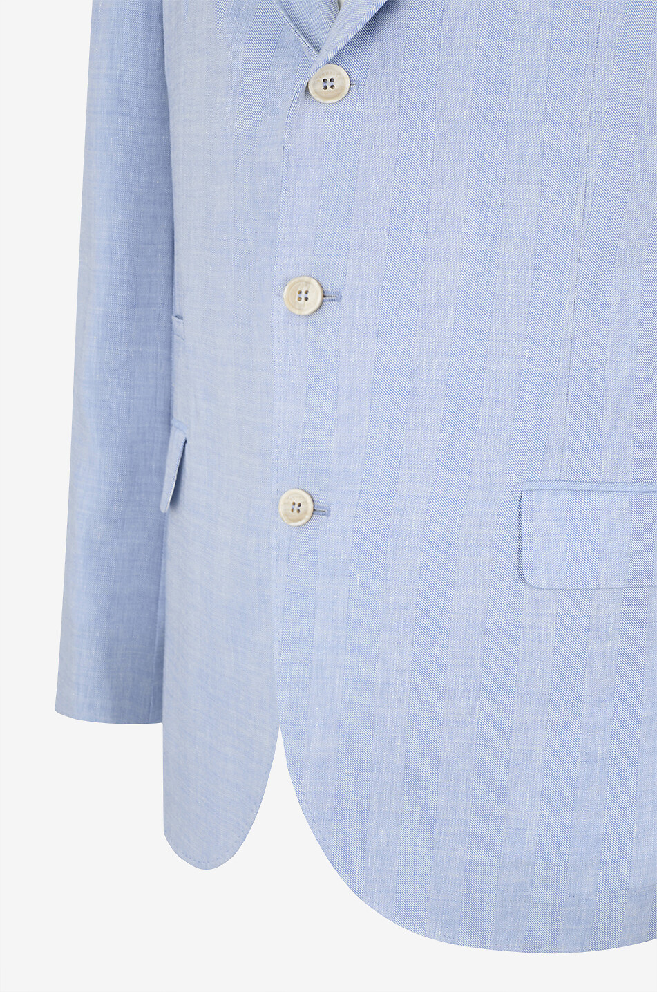 BRUNELLO CUCINELLI Linenblend chevron single-breasted deconstructed blazer Men LIGHT BLUE 3