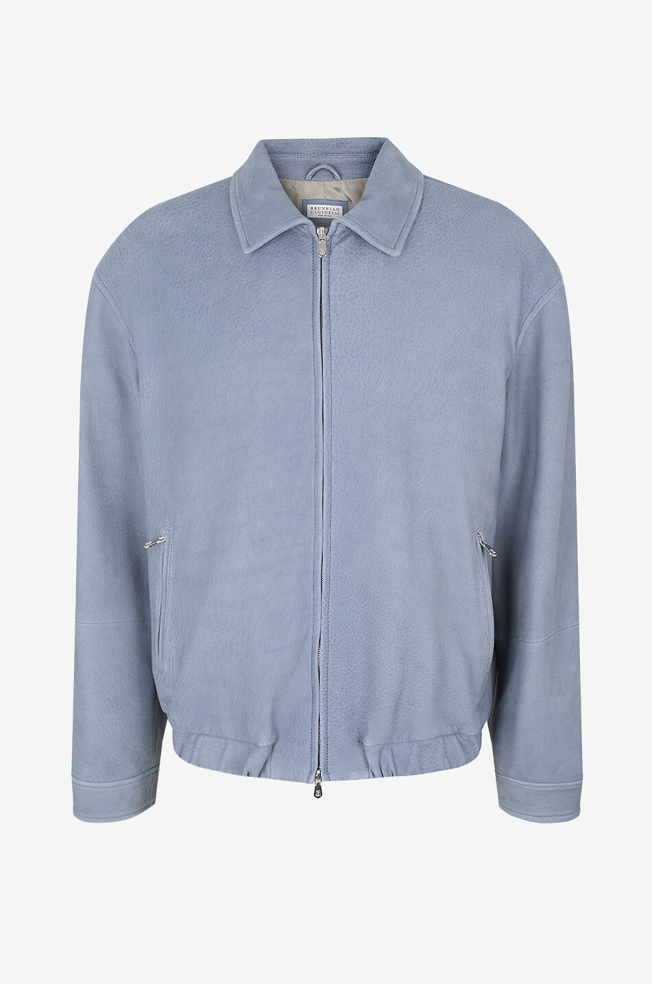 Nubuck leather full-zip bomber jacket - BRUNELLO CUCINELLI - LIGHT