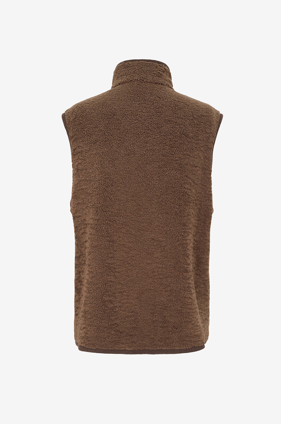 MONCLER Kurze Teddy-Fleece-Weste mit Nubukleder Herren BRAUN 2