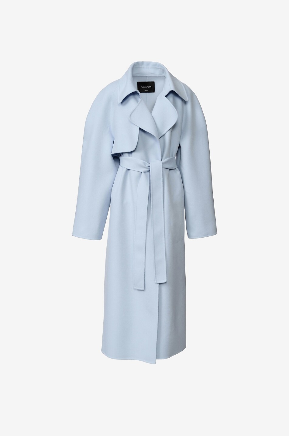 FABIANA FILIPPI Belted double-face wool trench coat Women LIGHT BLUE 1