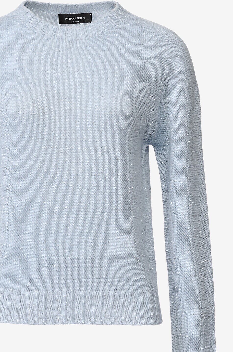 FABIANA FILIPPI Pull à col rond en fil Platinum et lurex Femme BLEU CLAIR 7