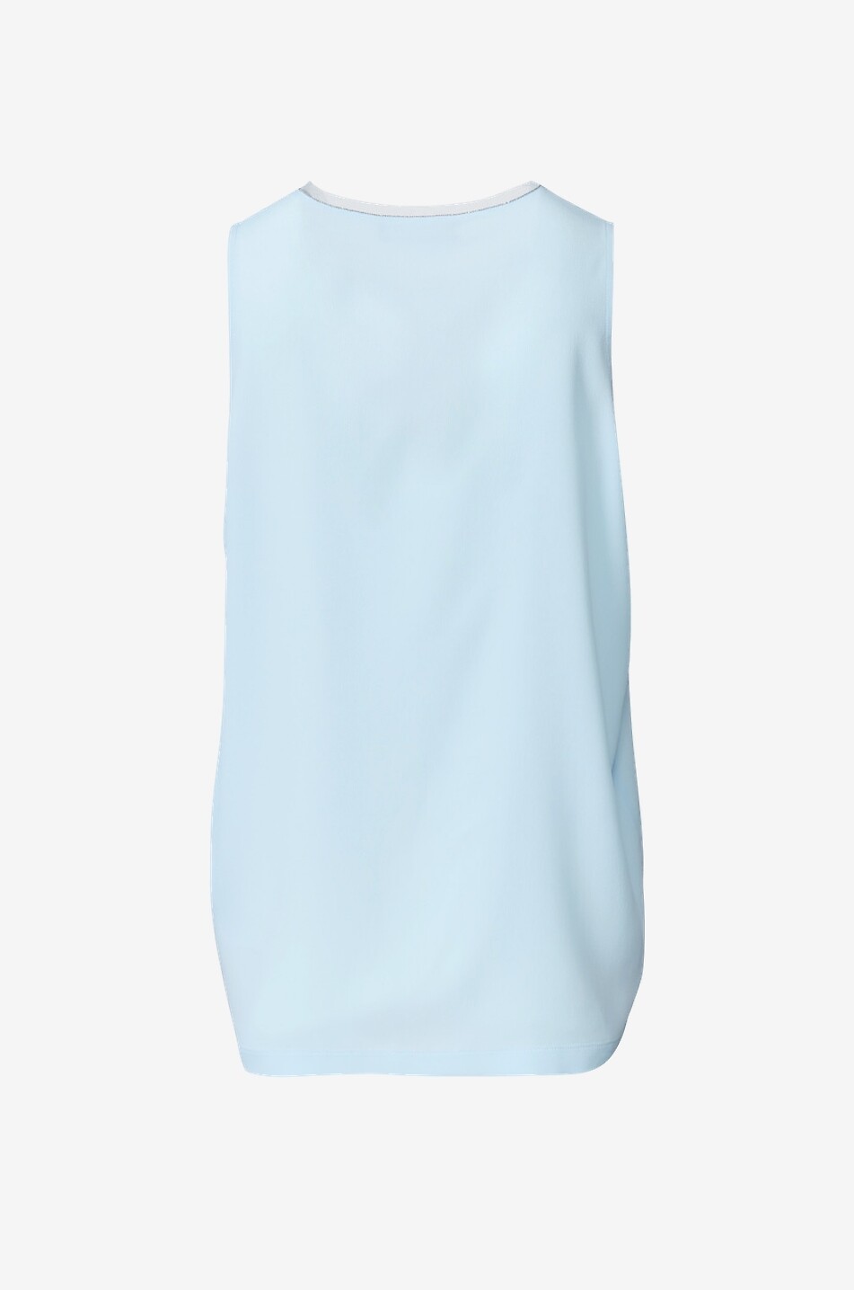 FABIANA FILIPPI Top à col V sans manches en soie mélangée brodé perles Femme BLEU CLAIR 2