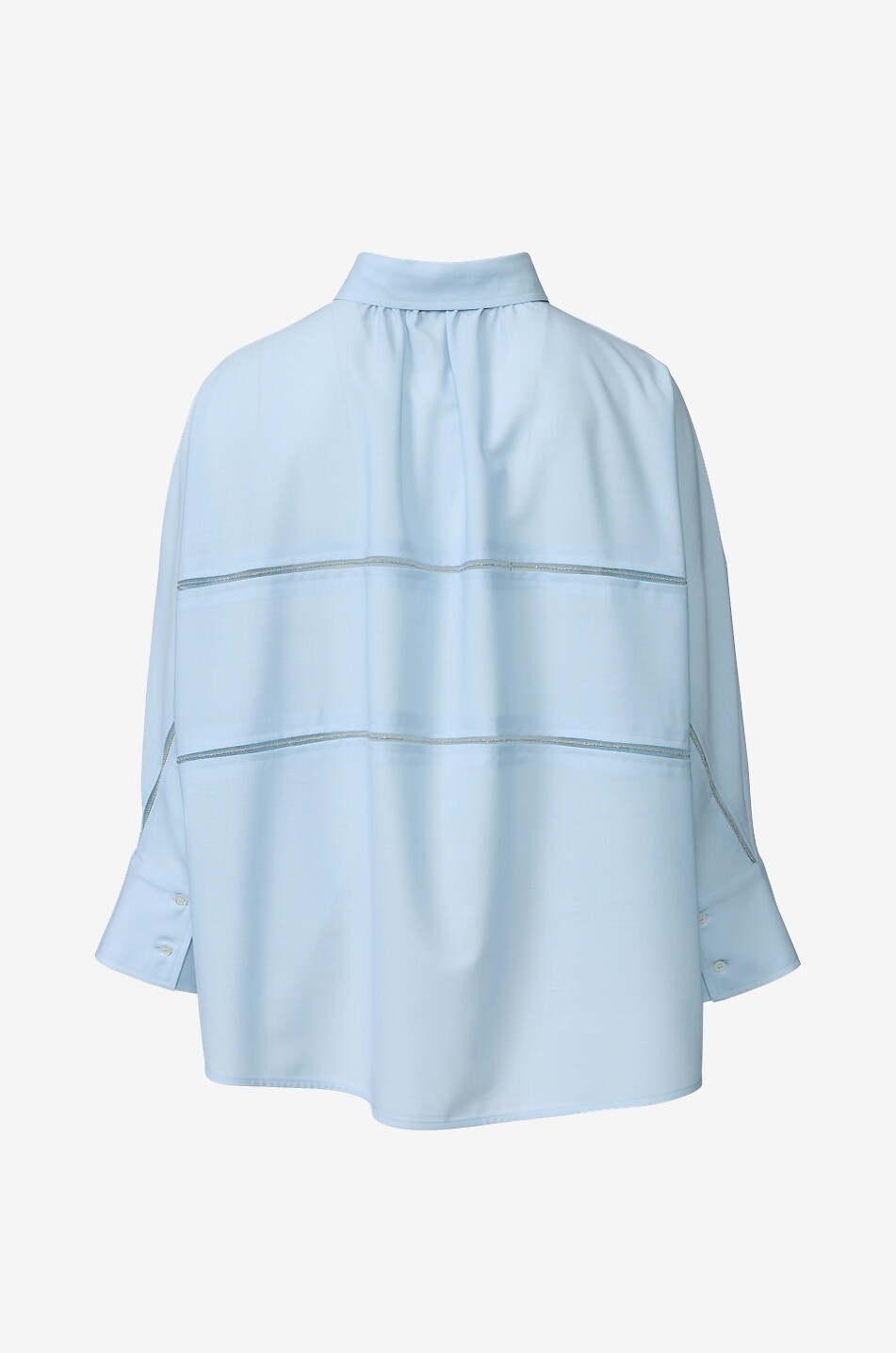 FABIANA FILIPPI Chemise raccourcie en laine légère à empiècements transparents Femme BLEU CLAIR 2