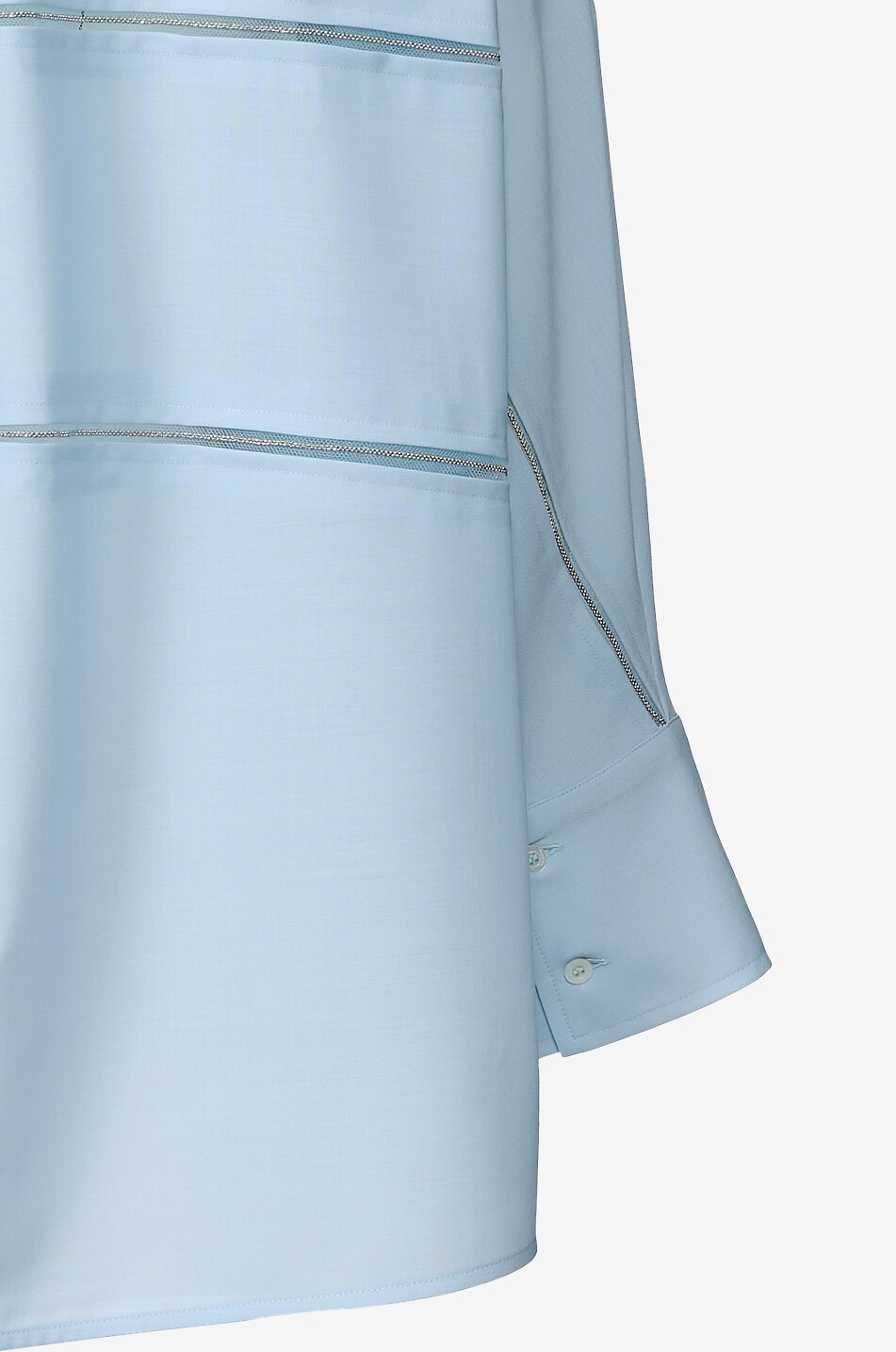 FABIANA FILIPPI Chemise raccourcie en laine légère à empiècements transparents Femme BLEU CLAIR 9