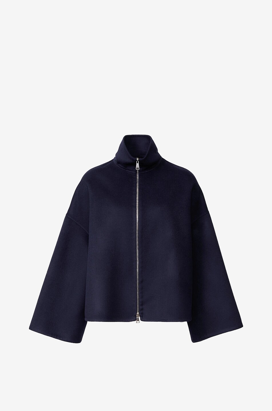 FABIANA FILIPPI Boxy short double-face wool coat with stand-up collar Women DARK BLUE 1