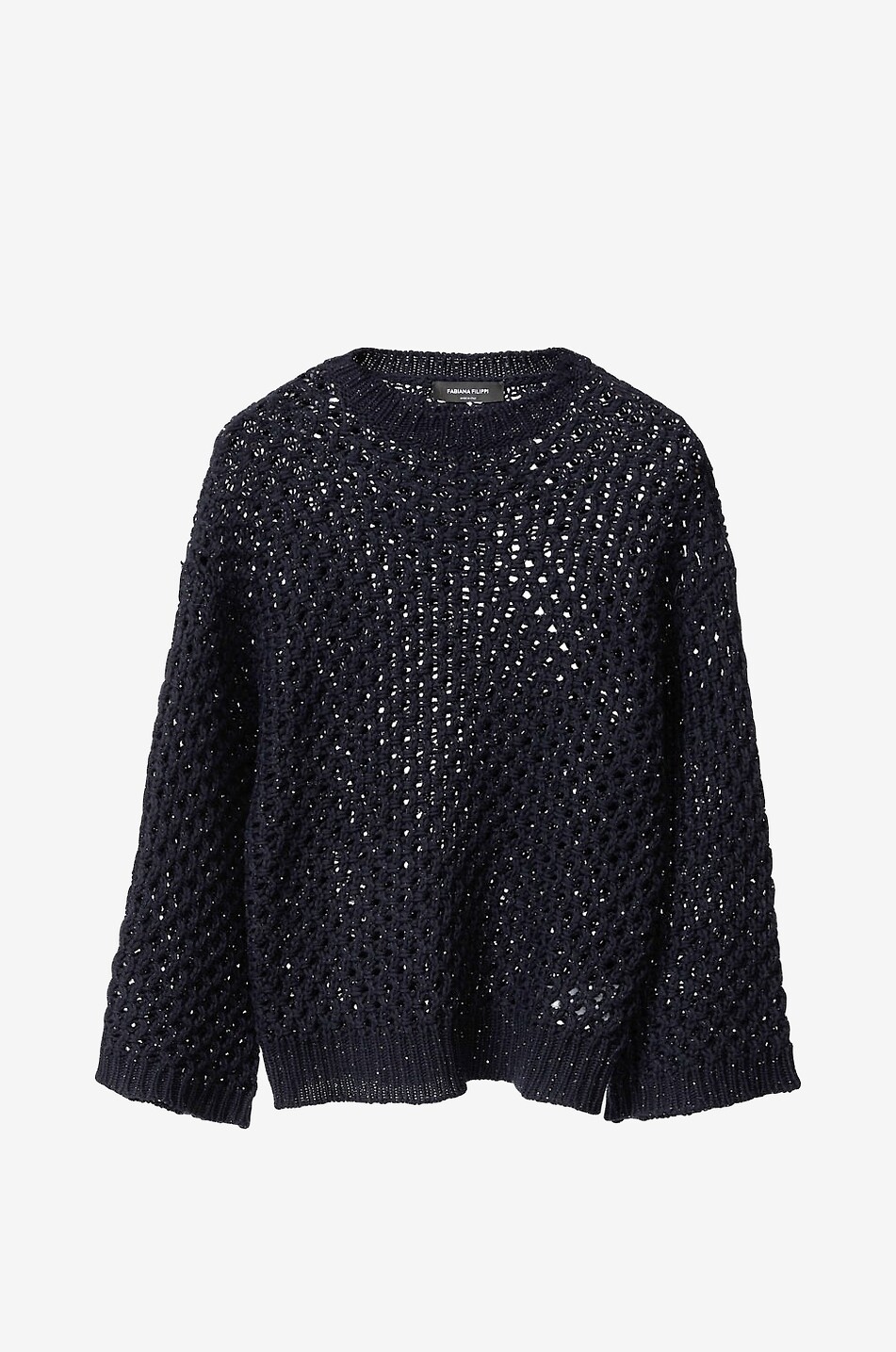 Openwork knit Platinum thread cape jumper with micro sequins