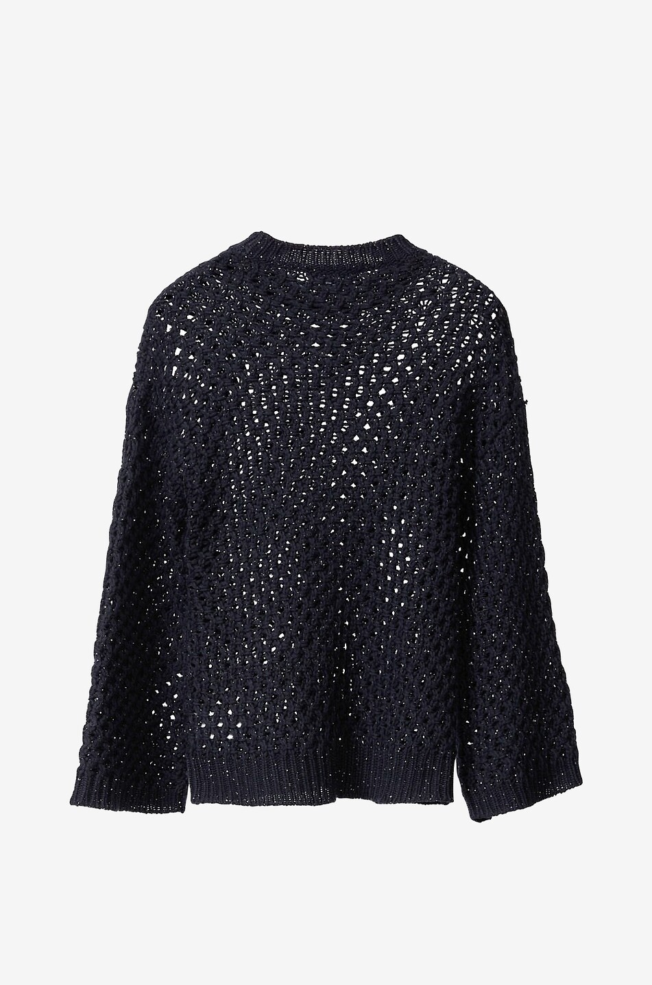 FABIANA FILIPPI Openwork knit Platinum thread cape jumper with micro sequins Women DARK BLUE 2