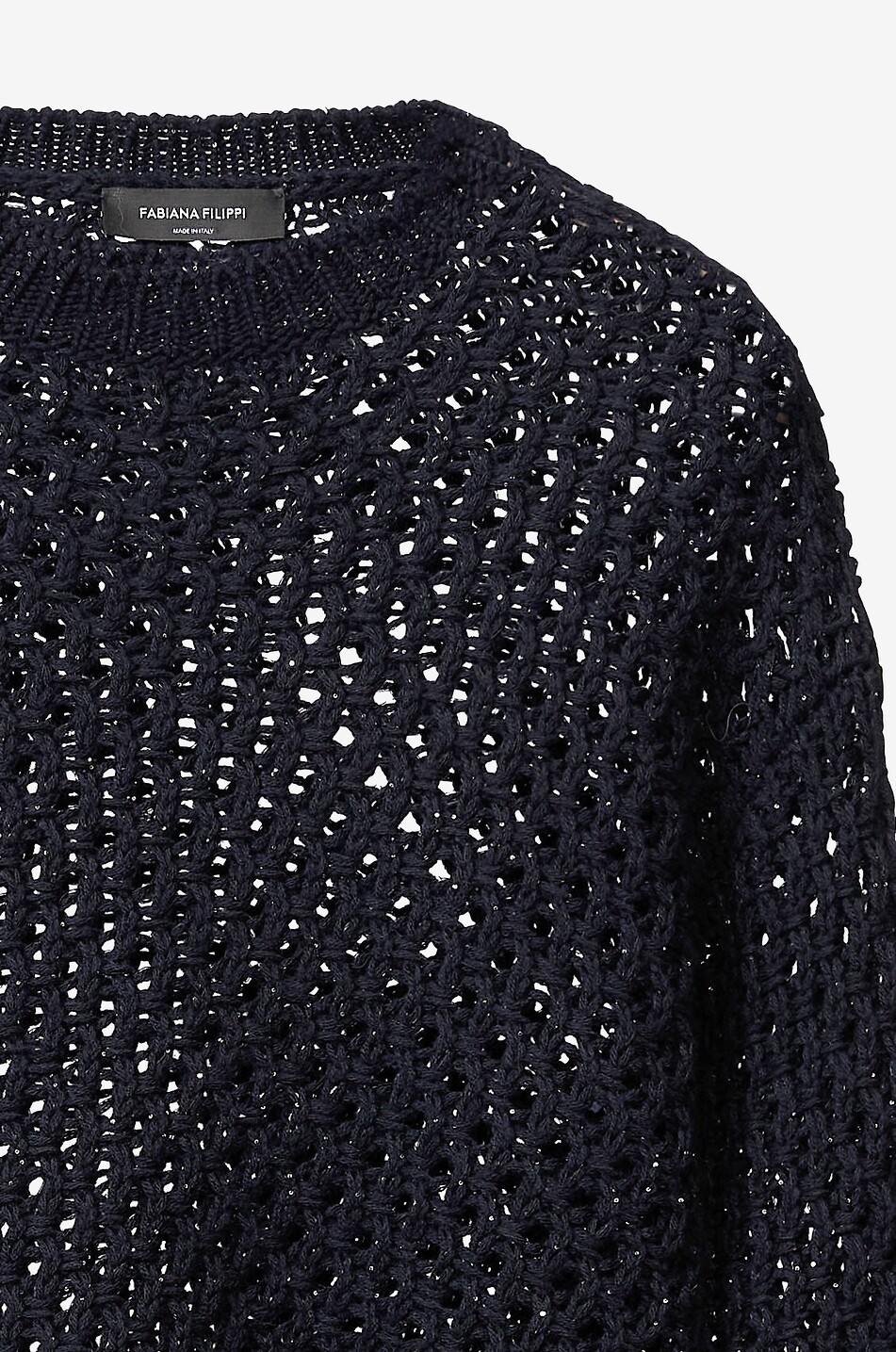 FABIANA FILIPPI Openwork knit Platinum thread cape jumper with micro sequins Women DARK BLUE 7