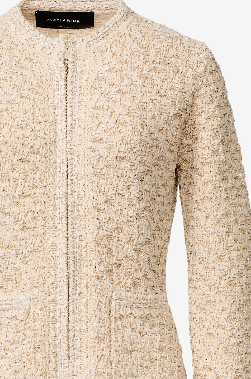 FABIANA FILIPPI Sequin tweed fitted tailoring jacket Women BEIGE 3