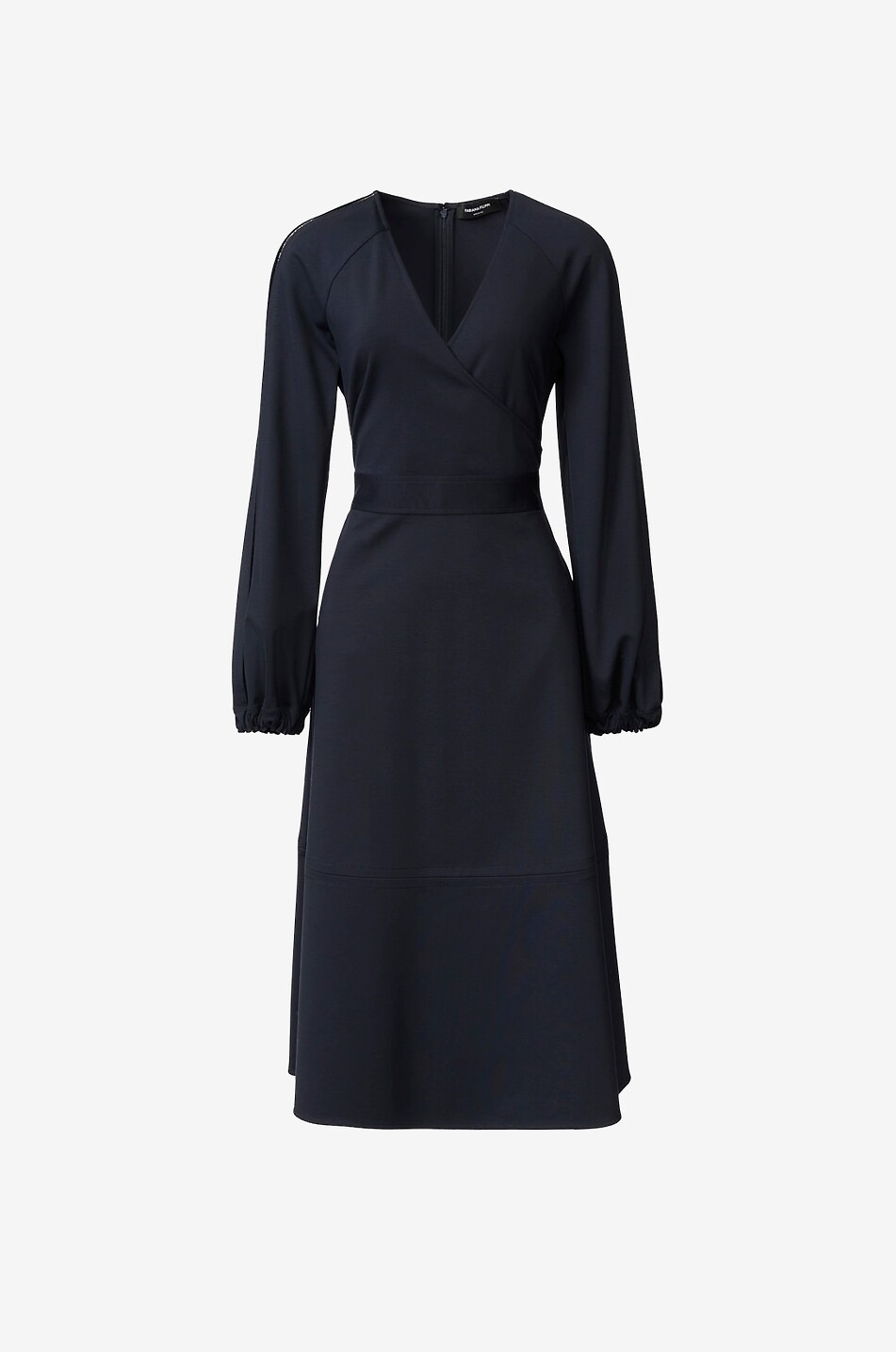 Midi-Wickelkleid mit Puffärmeln aus Jersey