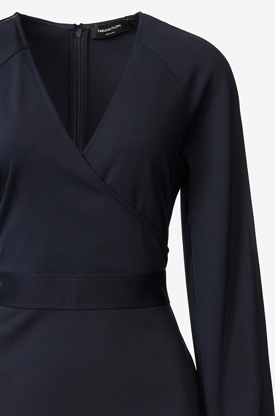 FABIANA FILIPPI Midi-Wickelkleid mit Puffärmeln aus Jersey Damen DUNKELBLAU 3