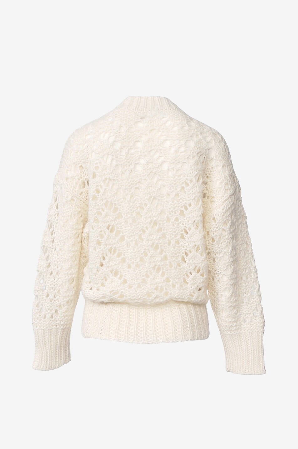 FABIANA FILIPPI Pull ajouré ample à col V en fil Platinum et mohair Femme BLANC CASSE 2