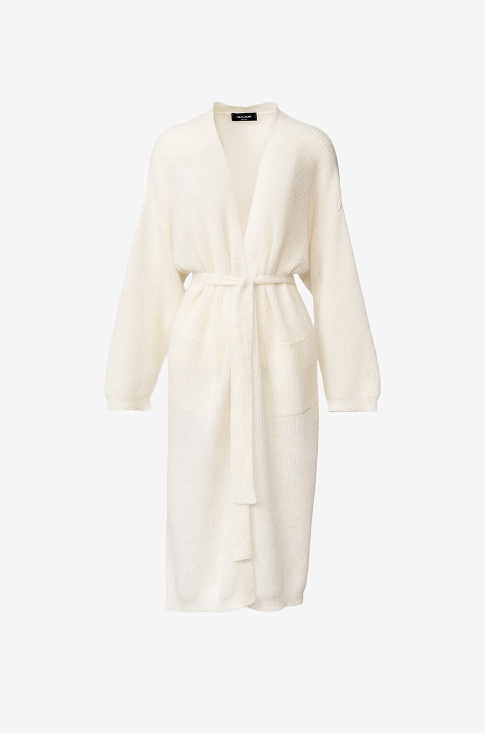 Crew neck cardigan in silk and cotton - FABIANA FILIPPI - WHITE