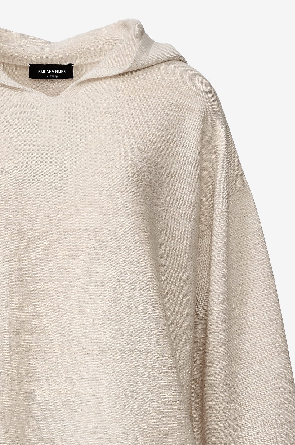 FABIANA FILIPPI Pull ample à capuche en laine mélangée et lurex Femme BLANC CASSE 3
