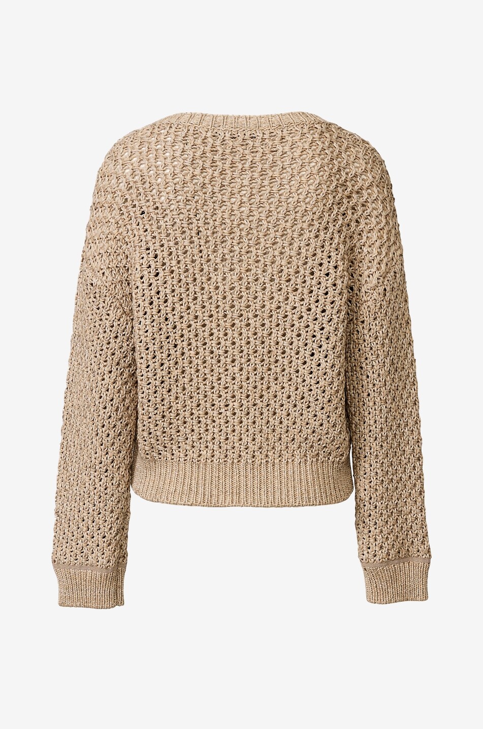 FABIANA FILIPPI Pull ajouré boxy en coton mélangé à col V Femme CAMEL 2