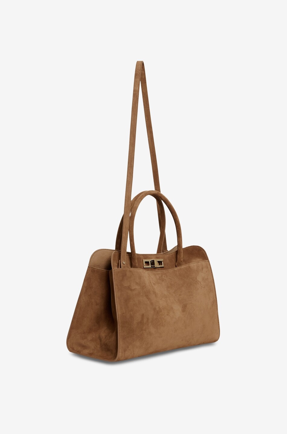 FABIANA FILIPPI Sac à main trapèze en daim Medium Femme COGNAC 2