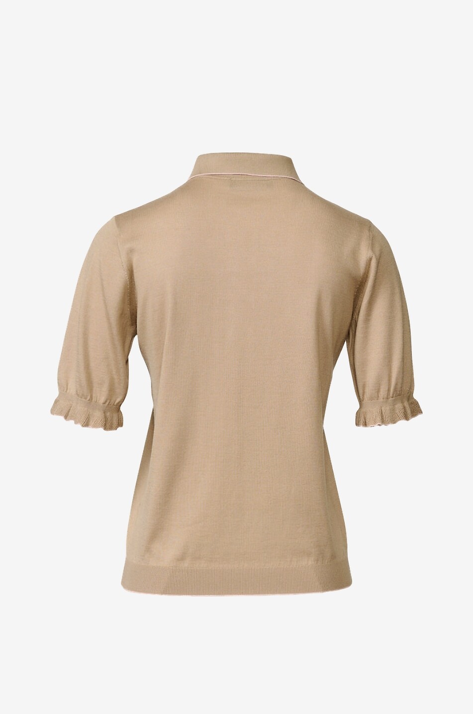 FABIANA FILIPPI Ruffled silk and cotton knit polo shirt Women BEIGE 2