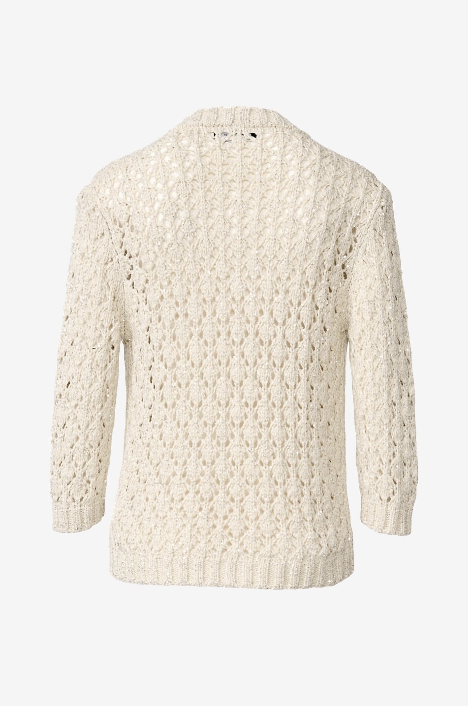 FABIANA FILIPPI Sequin-embellished crochet V-neck cardigan Women EGGSHELL 2