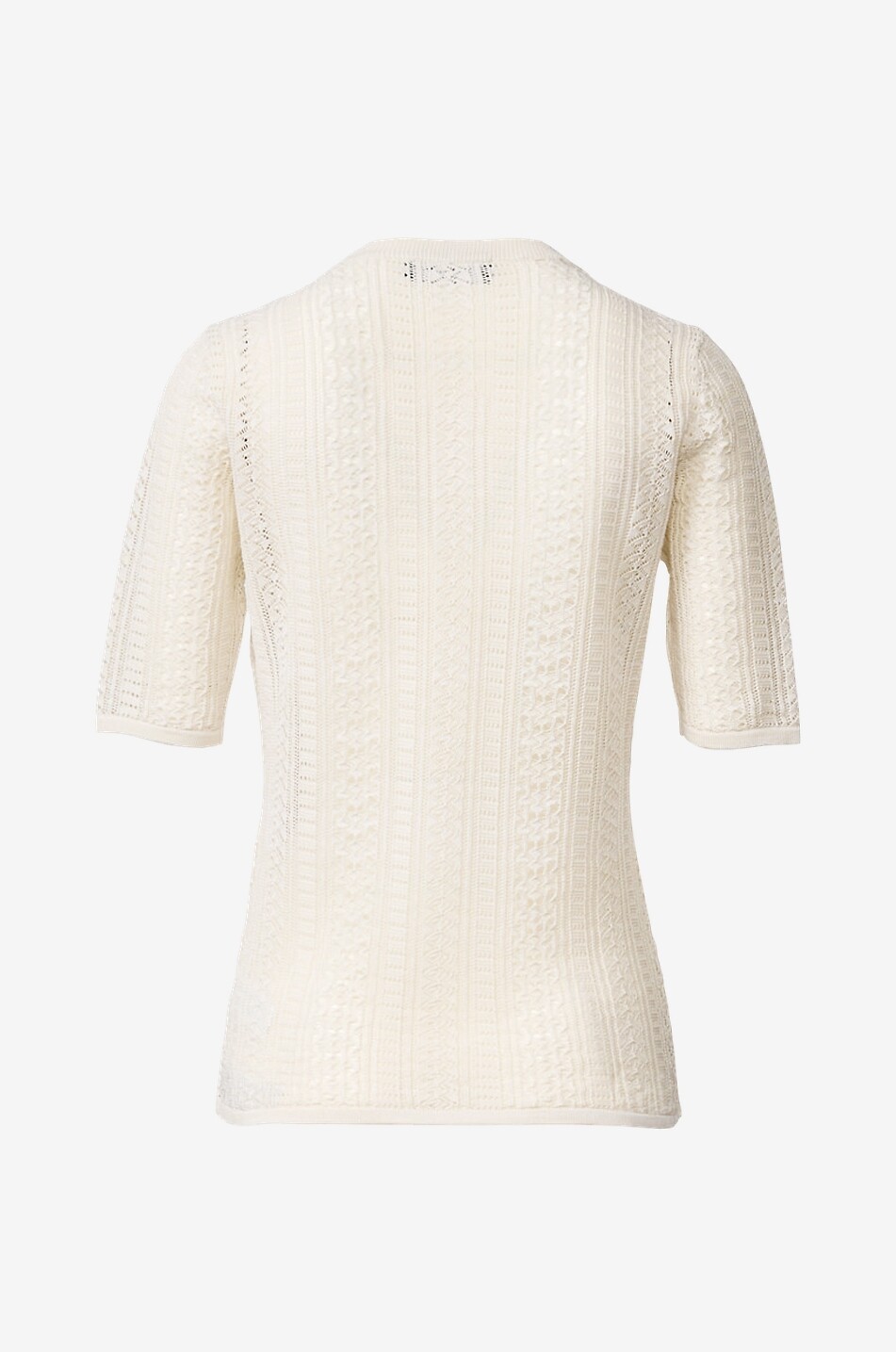 FABIANA FILIPPI Fine-gauge short-sleeved cotton blend openwork jumper Women EGGSHELL 2