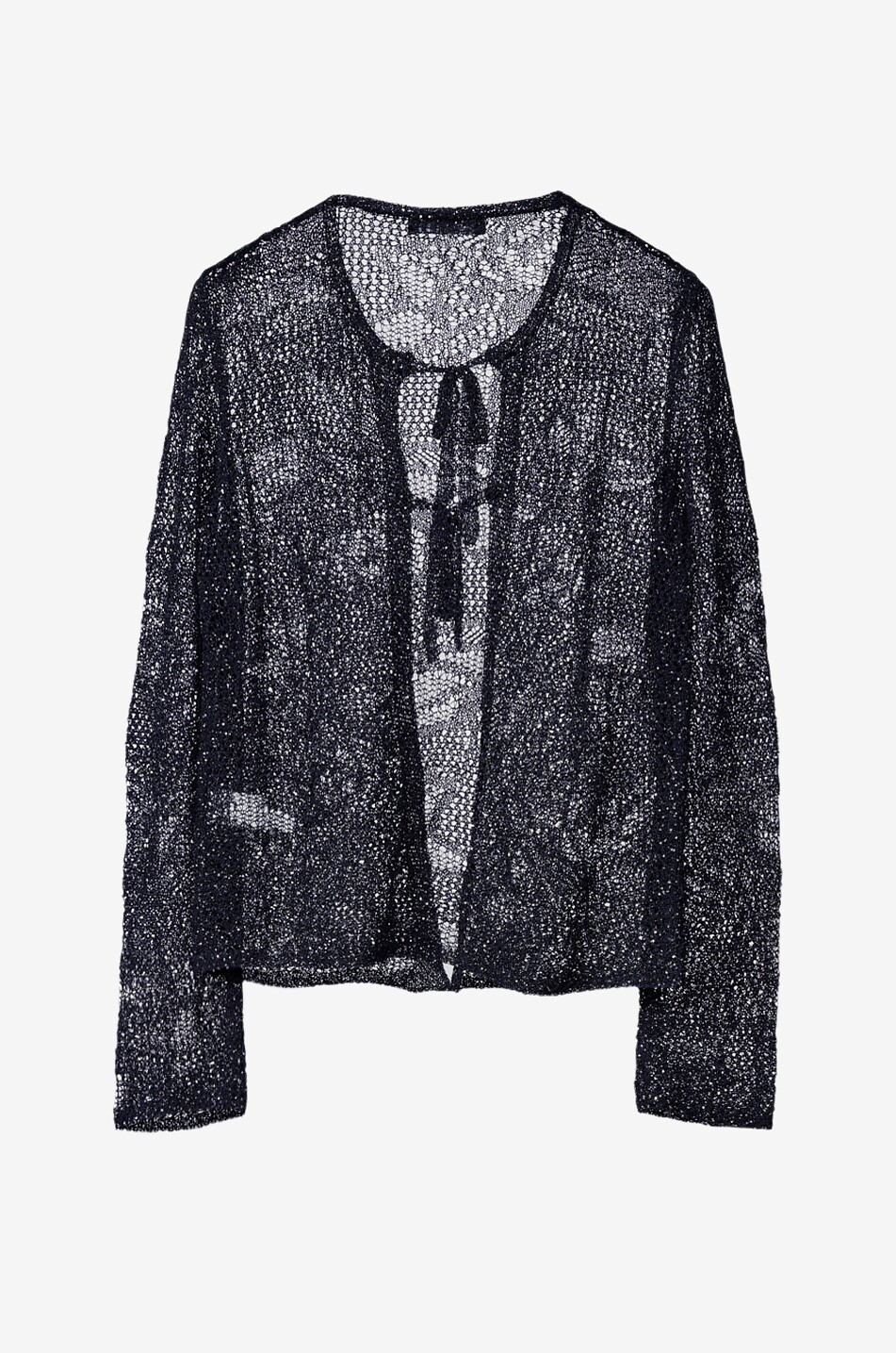 FABIANA FILIPPI Spitzen-Strick-Cardigan mit Pailletten Damen DUNKELBLAU 2