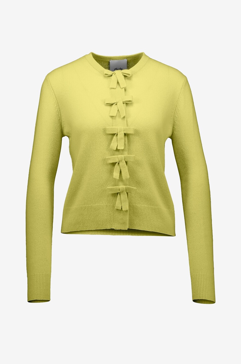 ALLUDE Cardigan mit Rundhalsausschnitt aus Kaschmir mit Schleifenverschluss Damen HELLGELB 1