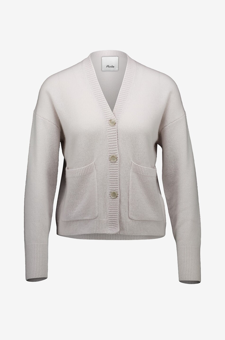 ALLUDE Cardigan boutonné en cachemire à col V et poches Femme GRIS CLAIR 1