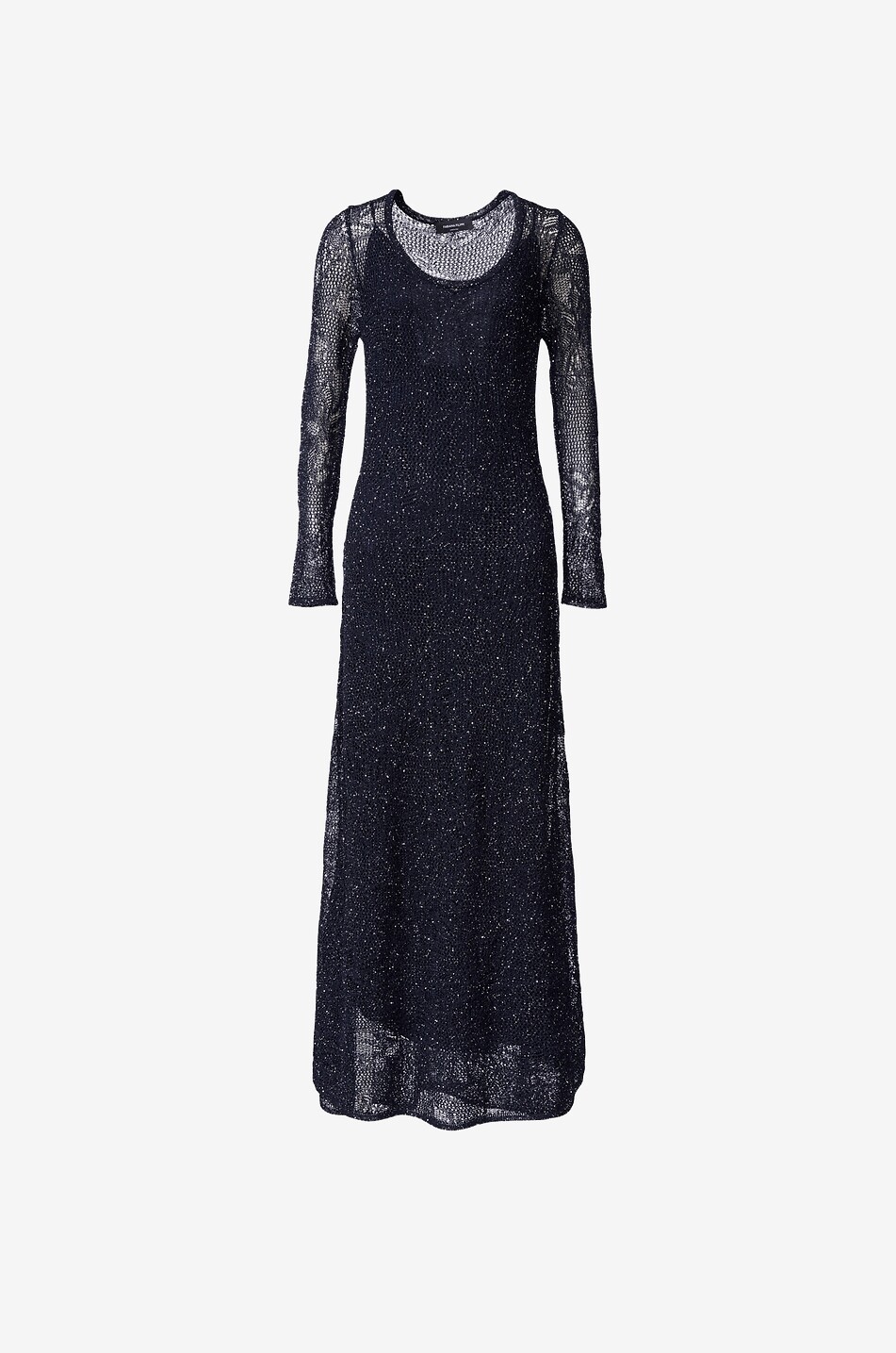 FABIANA FILIPPI Long fitted lace knit dress Women DARK BLUE 1