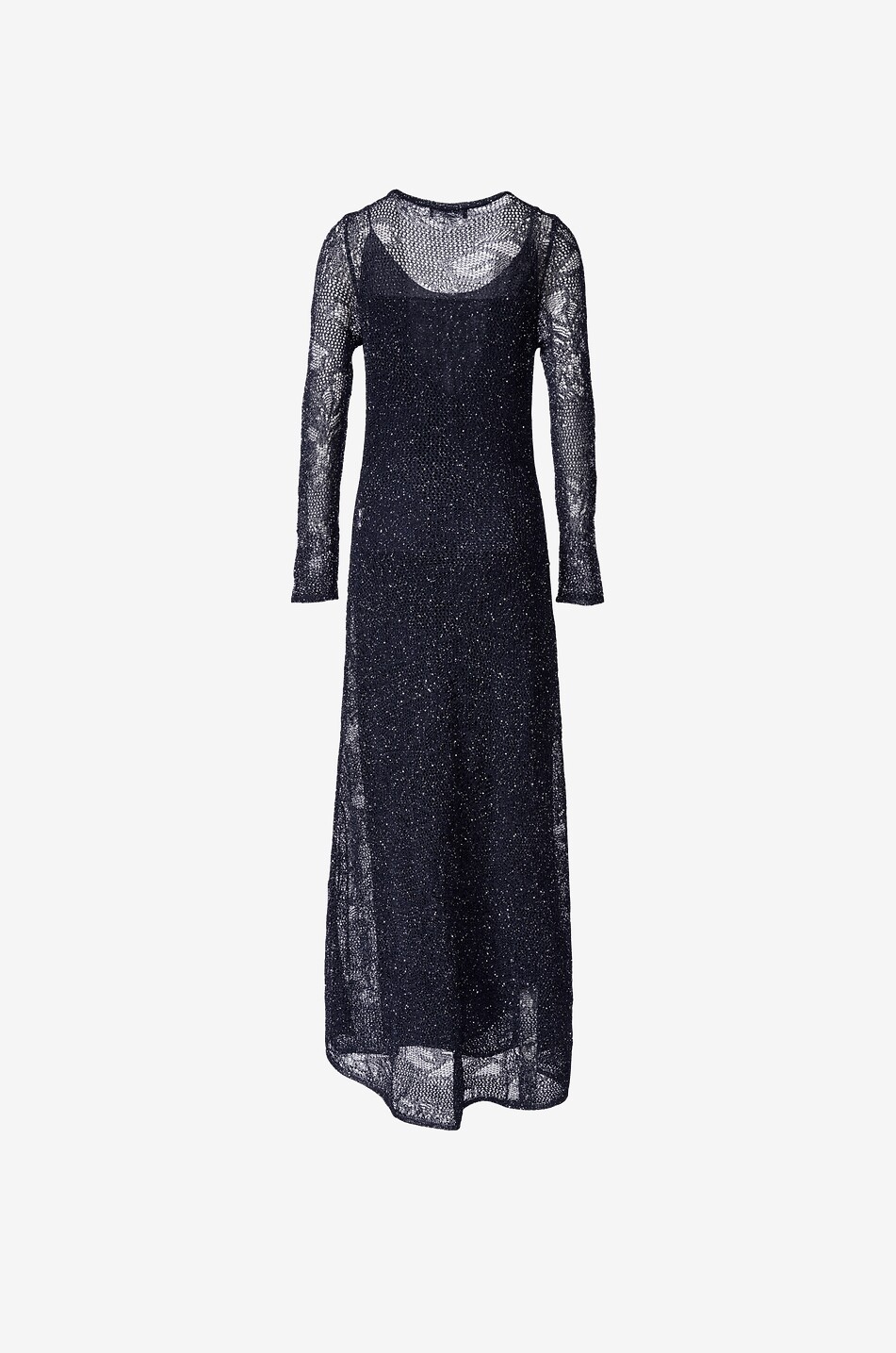 FABIANA FILIPPI Long fitted lace knit dress Women DARK BLUE 2