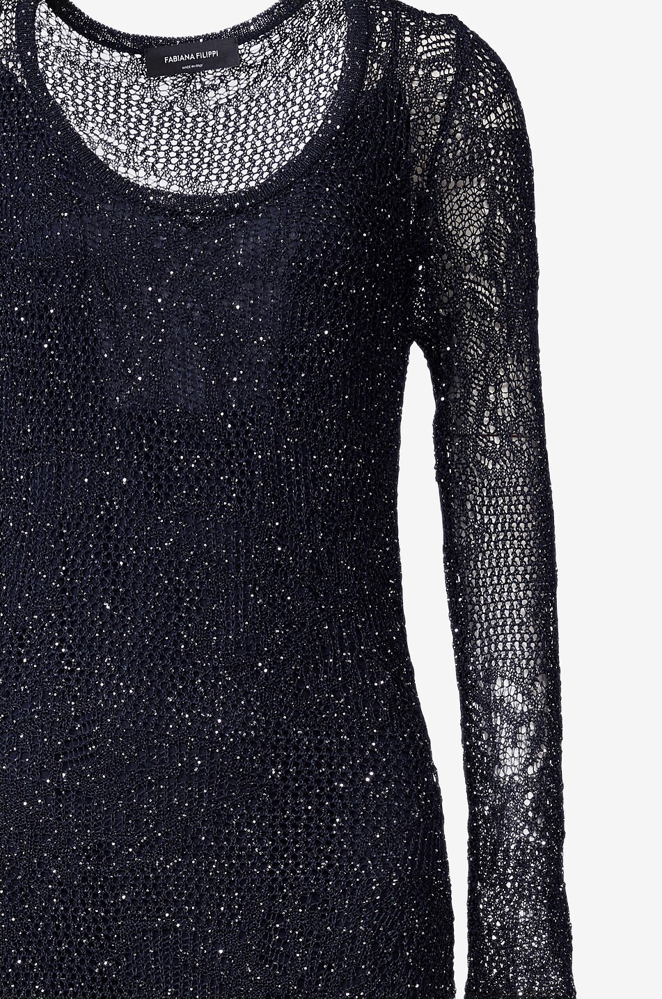 FABIANA FILIPPI Long fitted lace knit dress Women DARK BLUE 3