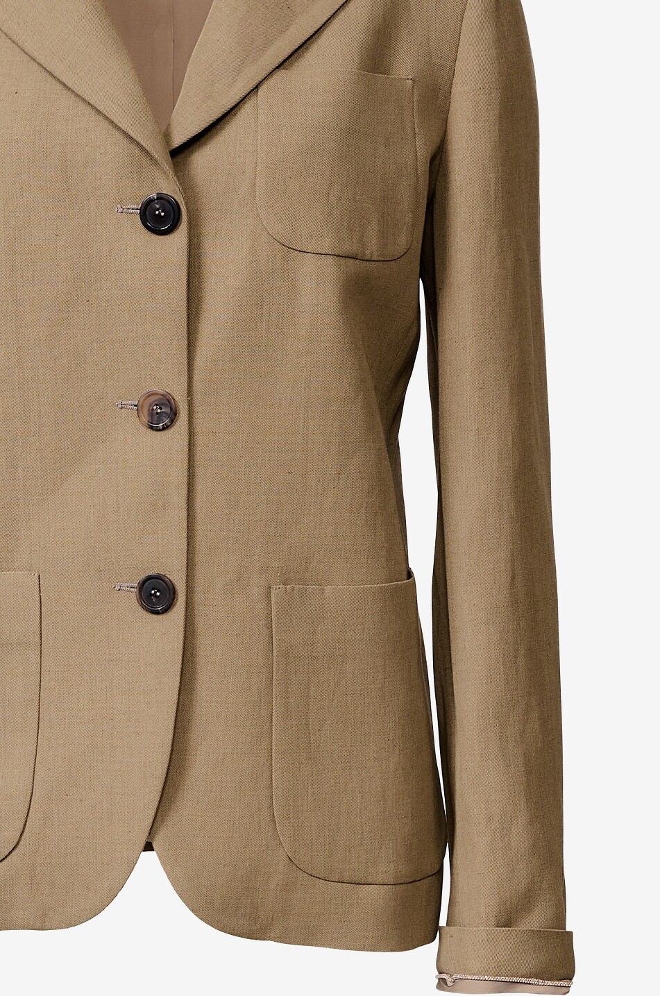 FABIANA FILIPPI Short cinched viscose and linen twill blazer Women BROWN 3