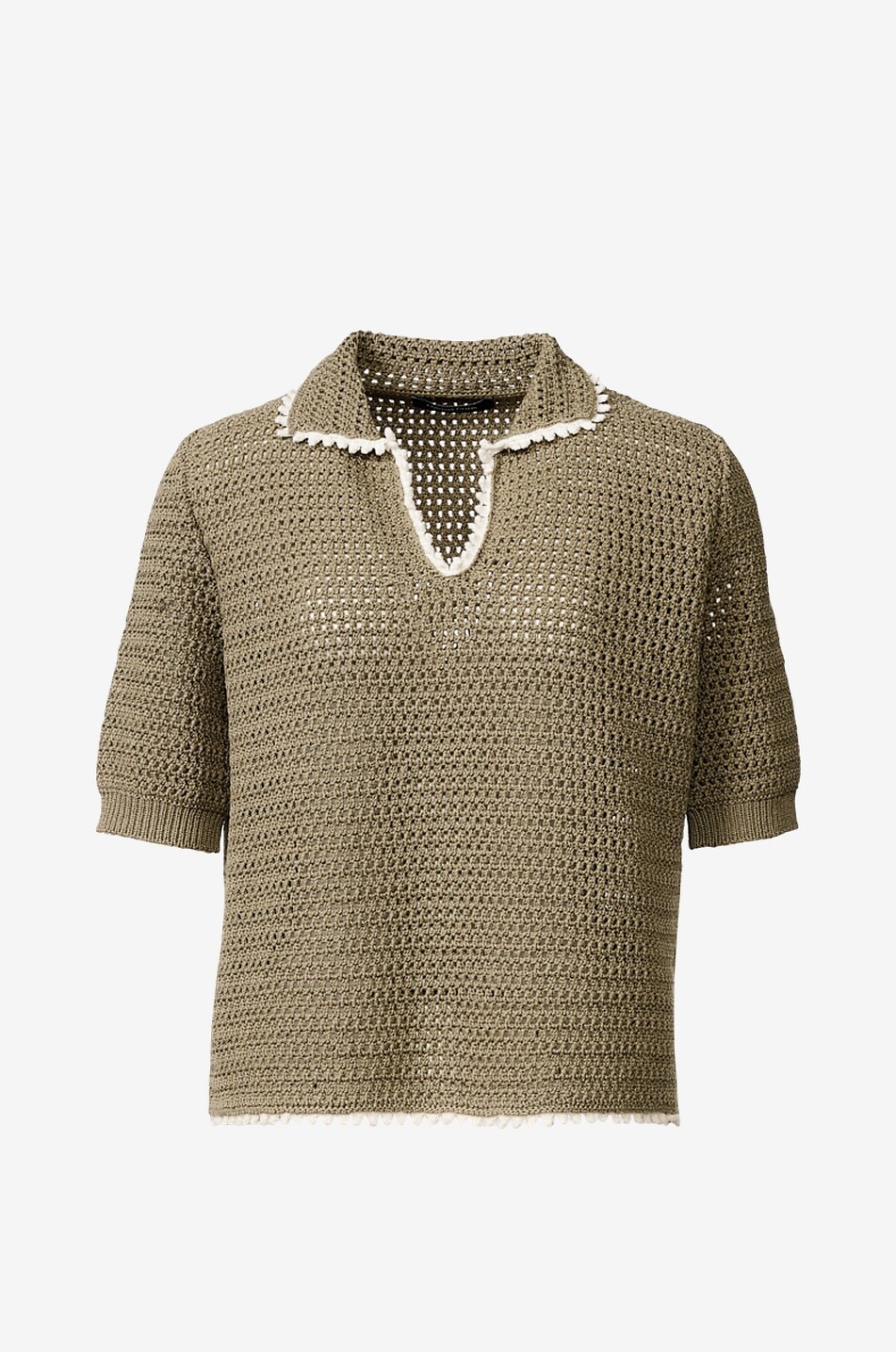 Polo à manches courtes en crochet de coton