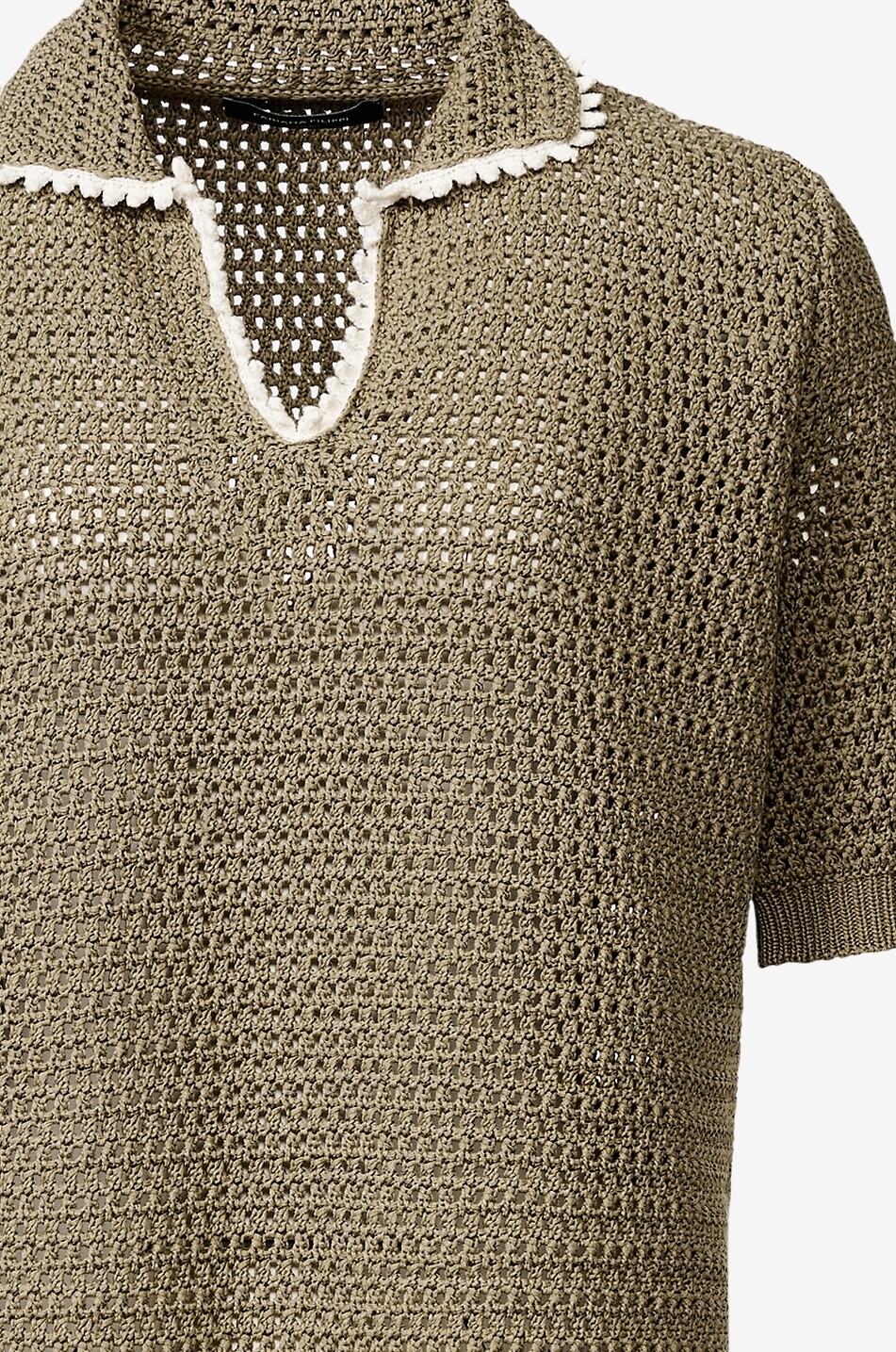 Polo à manches courtes en crochet de coton