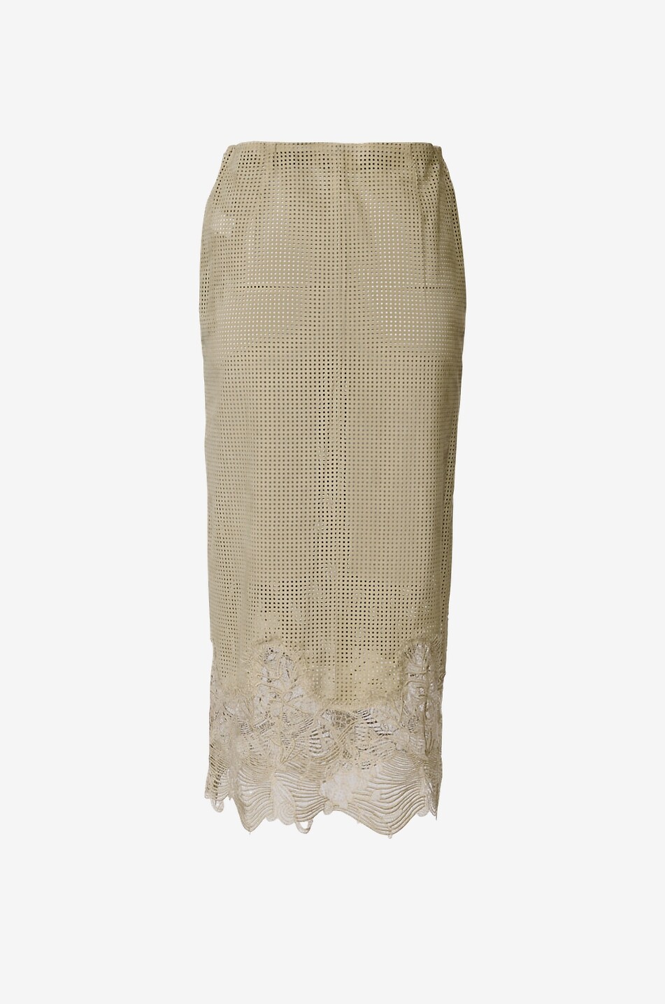 FABIANA FILIPPI Mid-length perforated suede pencil skirt Women BEIGE 2