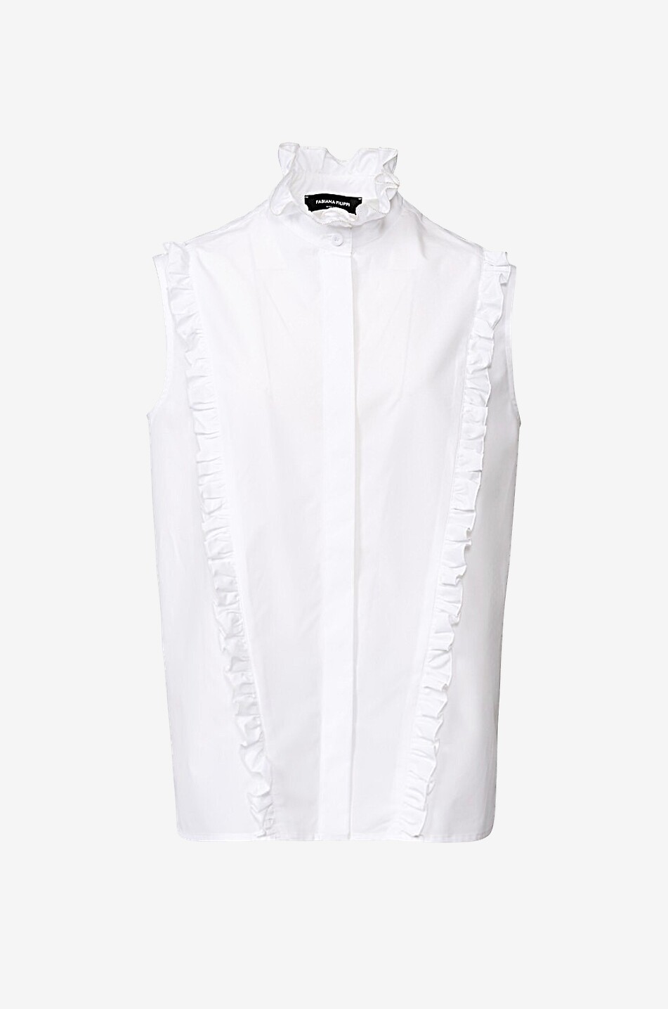 FABIANA FILIPPI Chemise sans manches en popeline à volants Femme BLANC 1