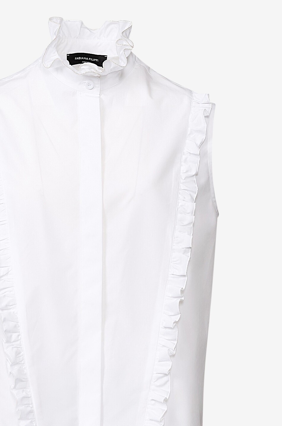 FABIANA FILIPPI Chemise sans manches en popeline à volants Femme BLANC 3