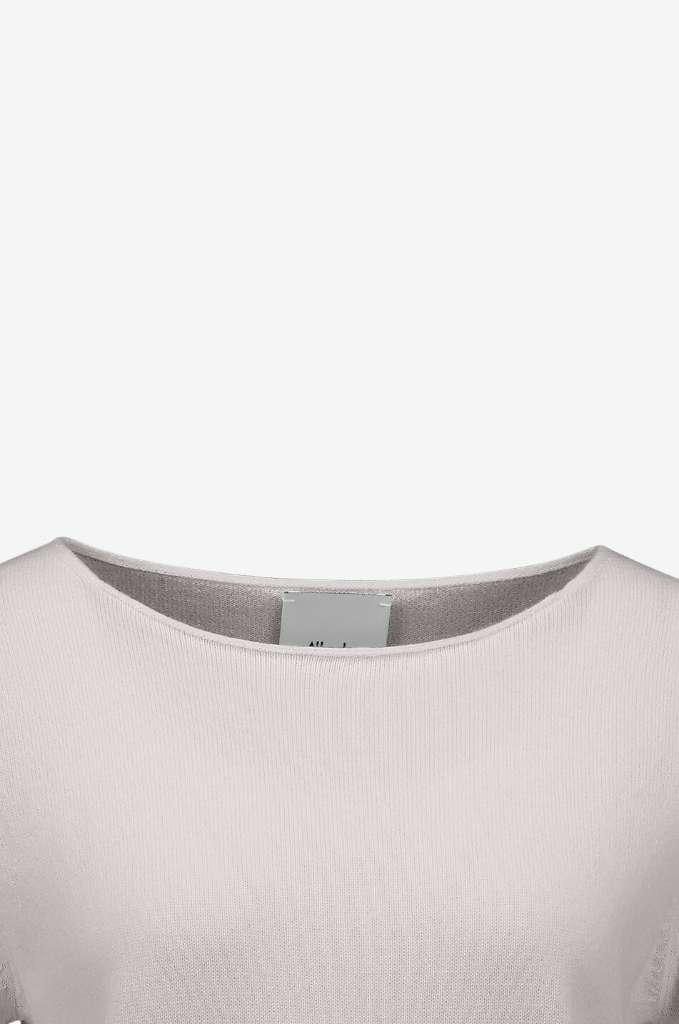 ALLUDE Pull fin à col bateau en coton et cachemire Femme GRIS CLAIR 3