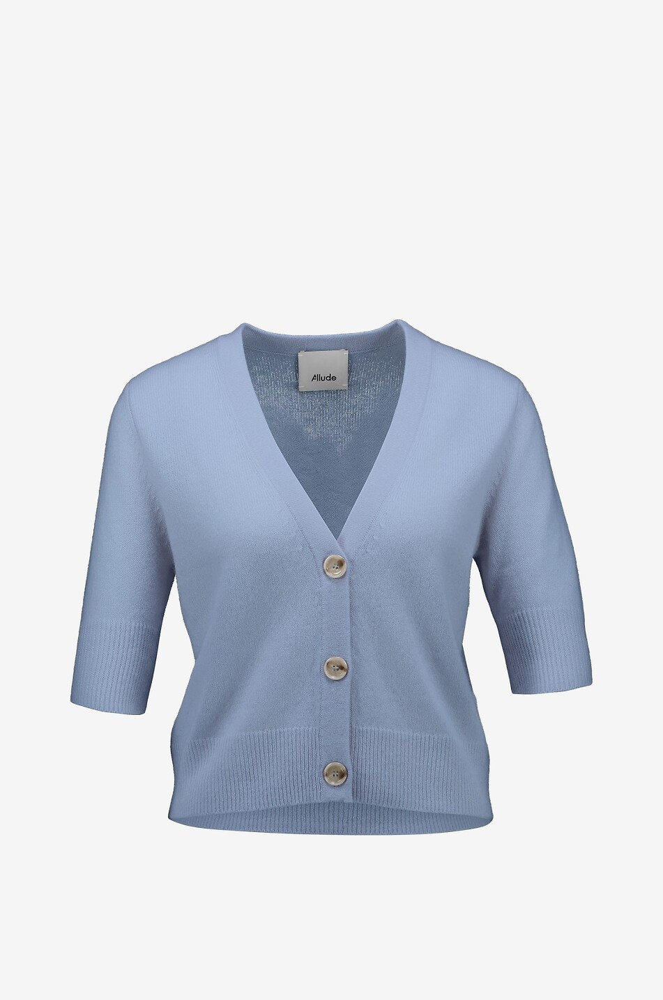 Cardigan boutonné à col V et manche courtes en cachemire