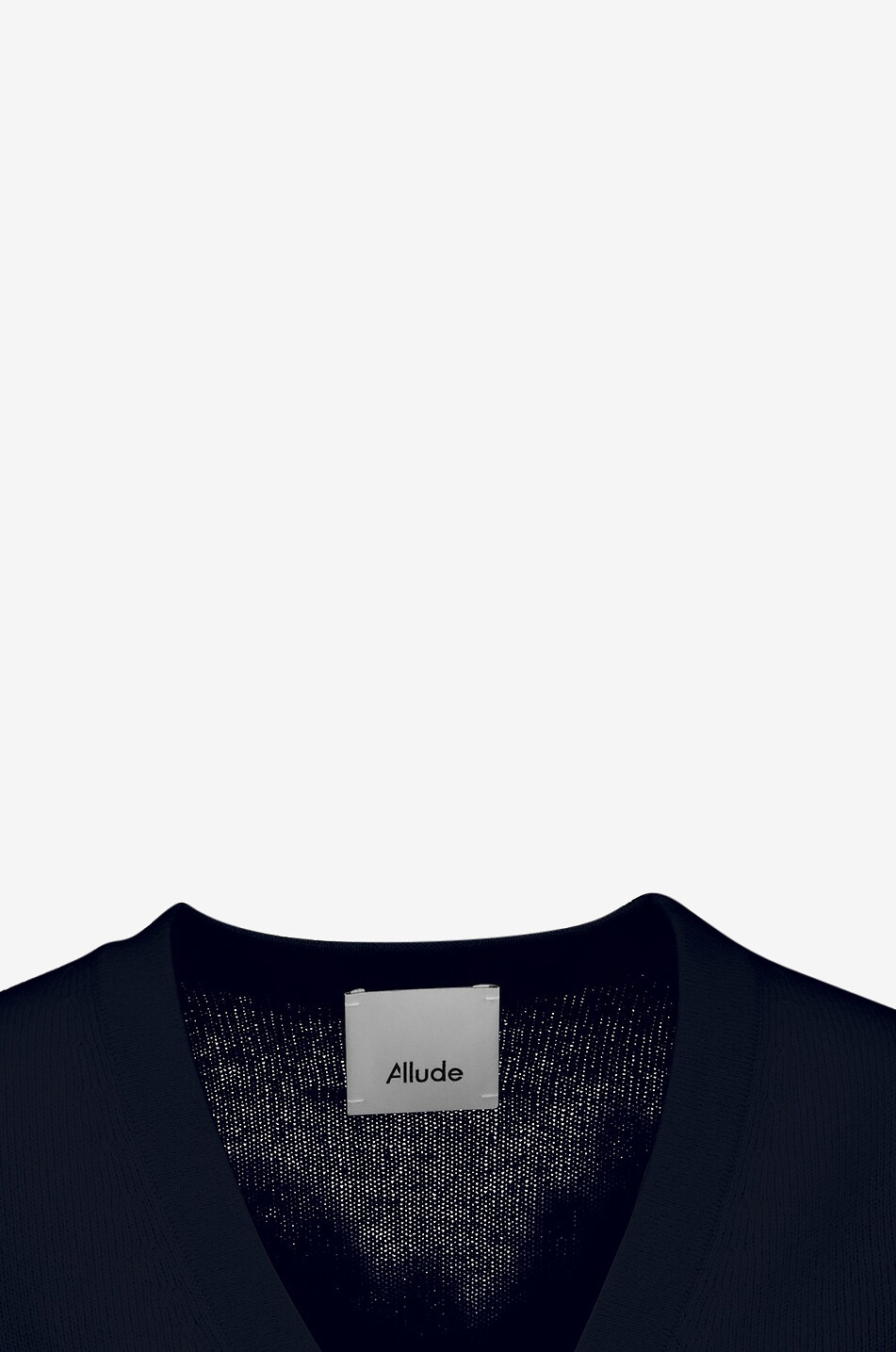 ALLUDE Cardigan boutonné à col V et manche courtes en cachemire Femme BLEU FONCE 3