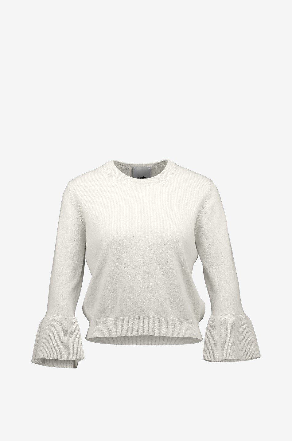 ALLUDE Pullover mit Rundhalsausschnitt und ausgestellten Ärmeln aus Wolle und Kaschmir Damen CREMEFARBEN 1