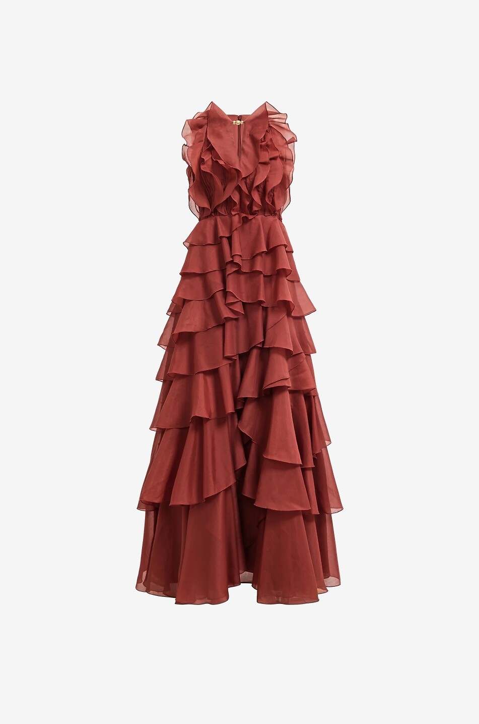 AJE Cleo sleeveless frill maxi dress Women DARK RED 1