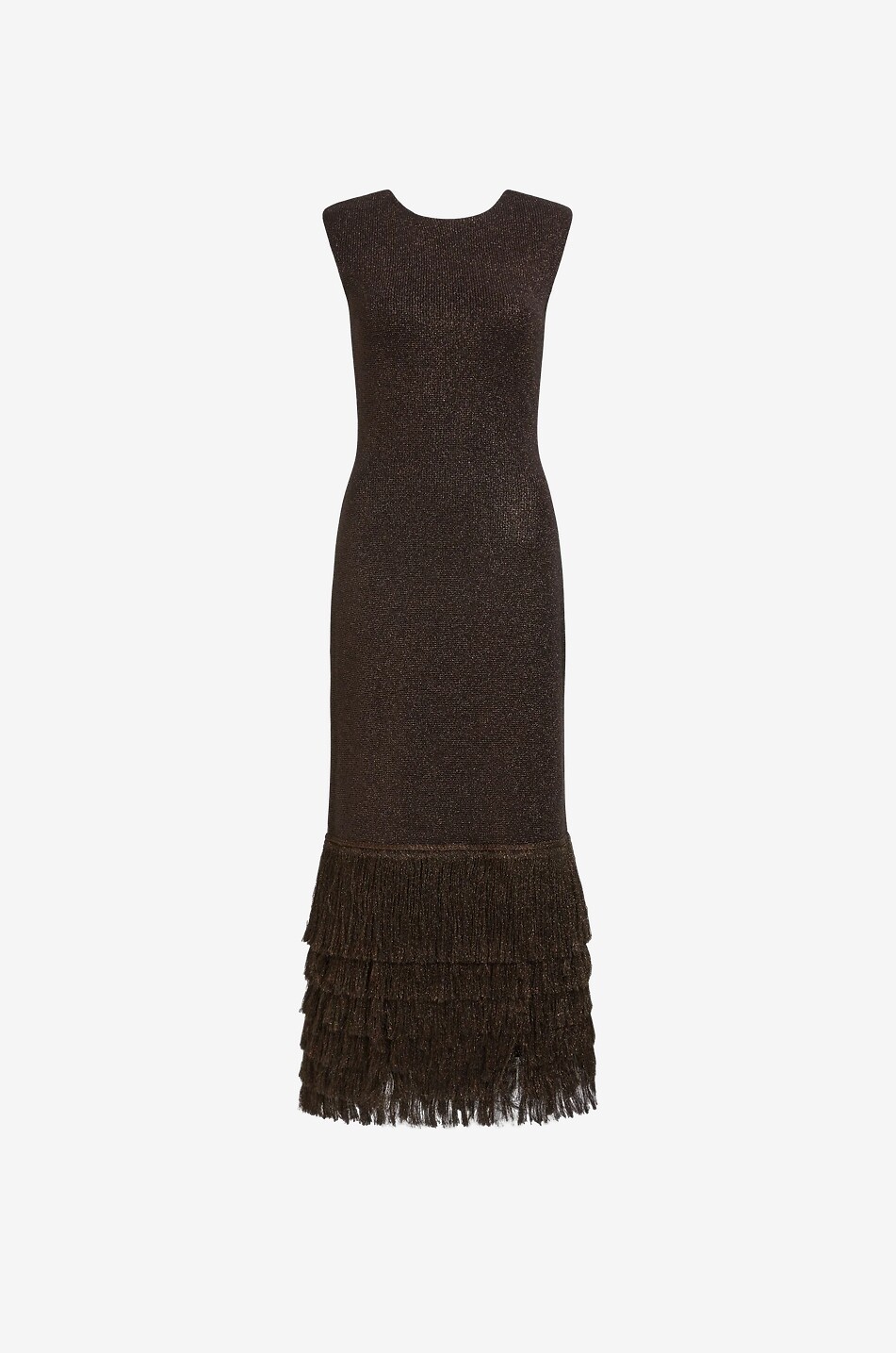 AJE Breeze sleeveless knit midi dress with fringes Women DARK BROWN 1