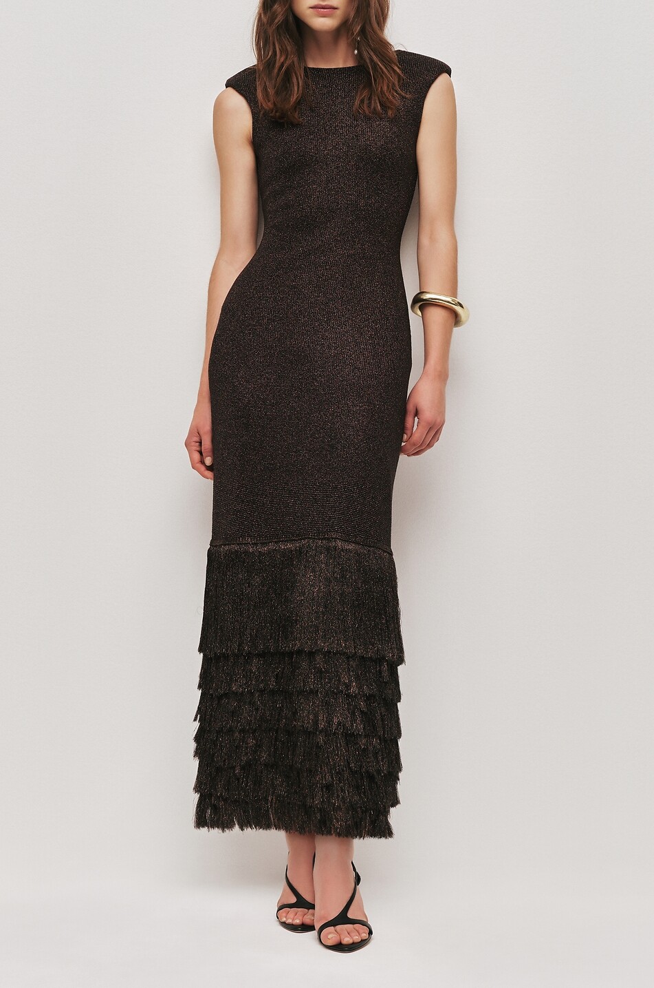 AJE Breeze sleeveless knit midi dress with fringes Women DARK BROWN 2