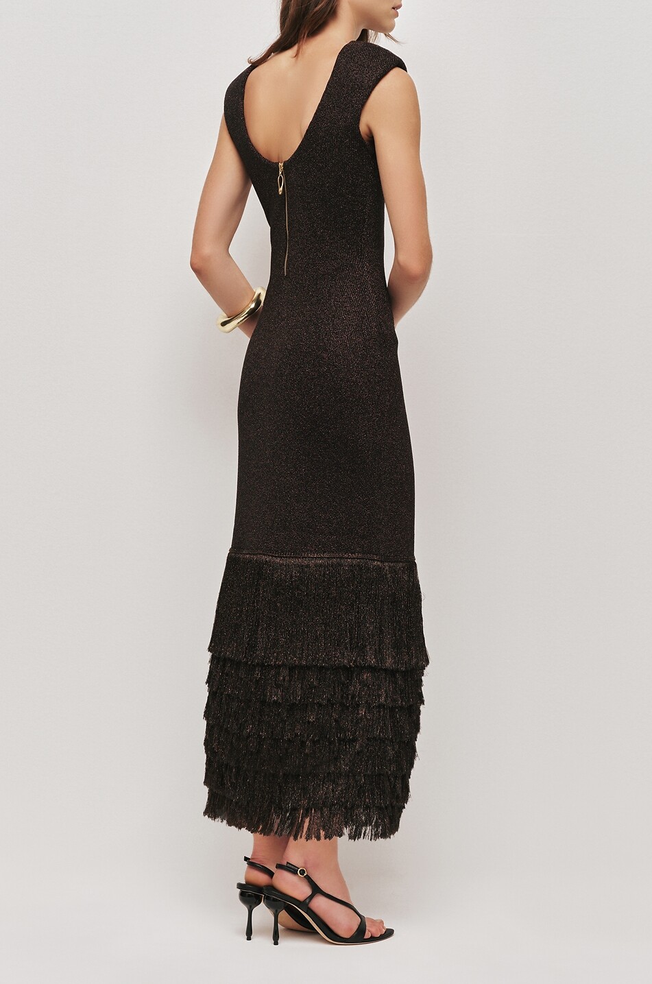 AJE Breeze sleeveless knit midi dress with fringes Women DARK BROWN 3